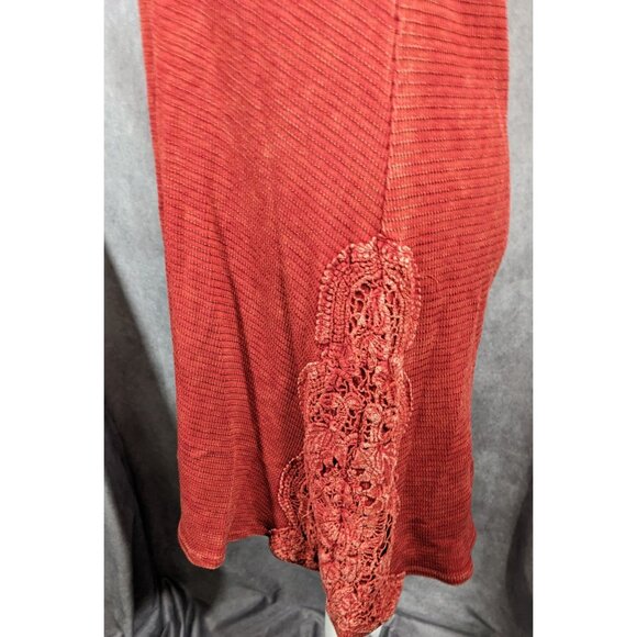 Able Bohemian Textured Knit Thermal Dress With Embroidered Floral Applique Accen - Picture 5 of 7